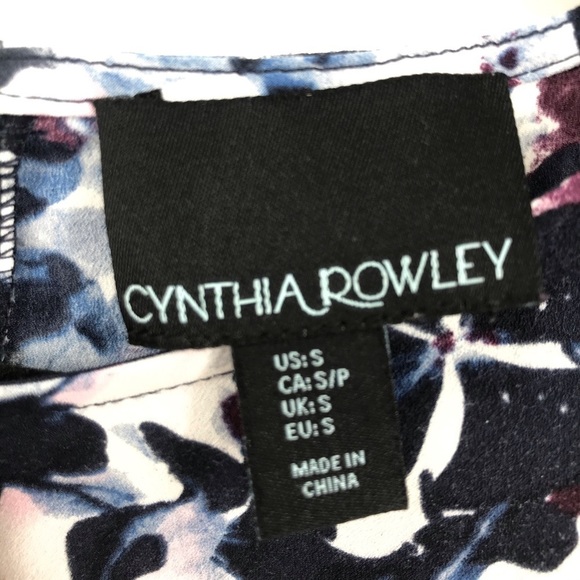 Cynthia Rowley Abstract Blue Floral Pattern Blouse Size S - Picture 7 of 11
